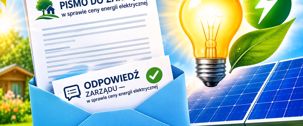Pismo do Zarządu i odpowiedź Zarządu ws. ceny energii elektrycznej